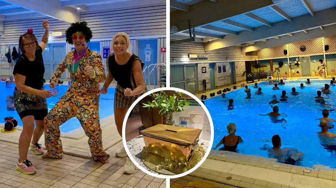 tre bilder från vattengympan