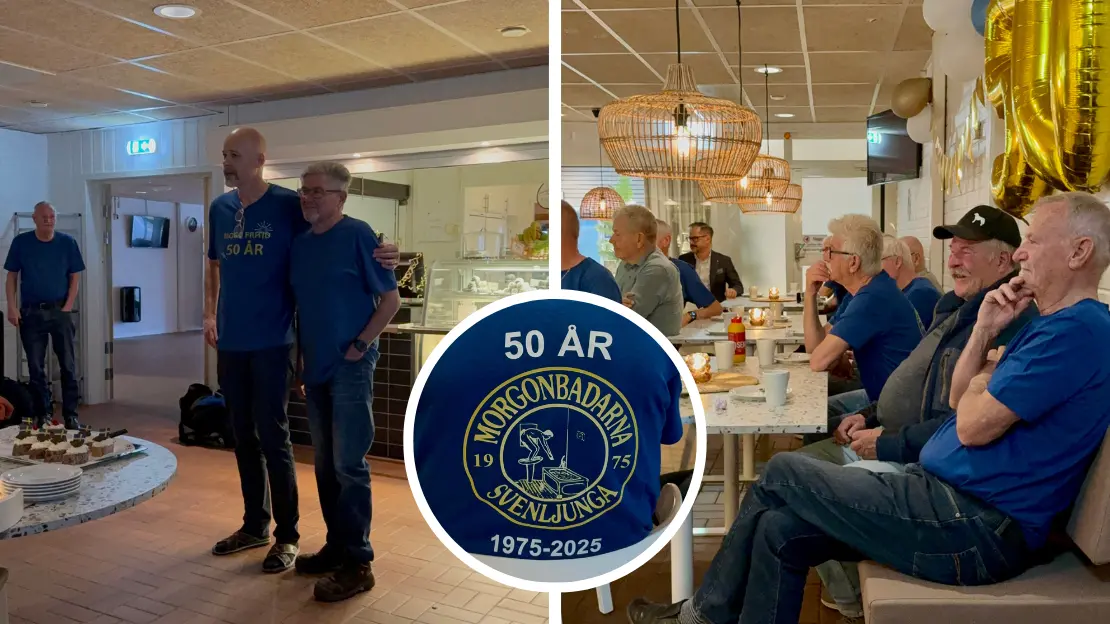 Tre bilder på morgonbadarna