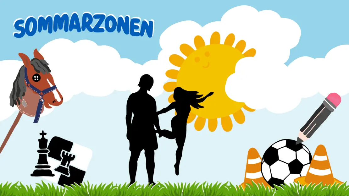 Sommarzonens grafiska element ligger utspritt på bilden. Uppe till vänster står det i text Sommarzonen.