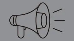 Symbol för varningsljud på grå bakgrund.