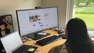 Alice profil tittar på en dator. där syns svenljunga.se.