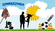 Sommarzonens grafiska element ligger utspritt på bilden. Uppe till vänster står det i text Sommarzonen.