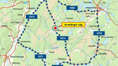 Karta som visar brounderhåll och avstäng väg nära Ågärde