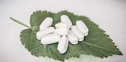 tabletter ligger på ett löv